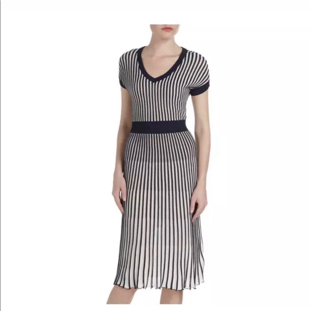 BCBGMaxazria Bella Navy White Stripe Dress Size M